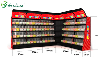 حامل حلوى معدني Ecobox TG-06101A رف عرض مع صناديق مغرفة باللون الأسود